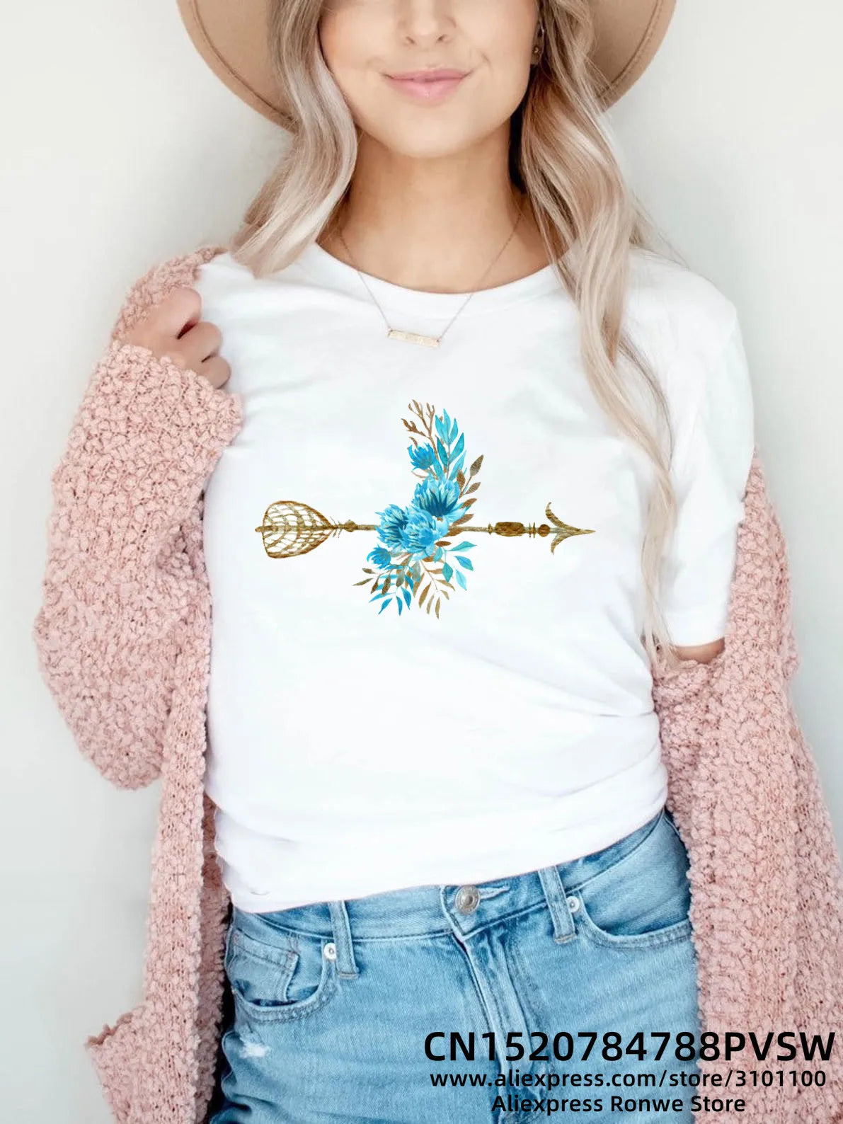 Flower Butterfly Women Print T-shirt