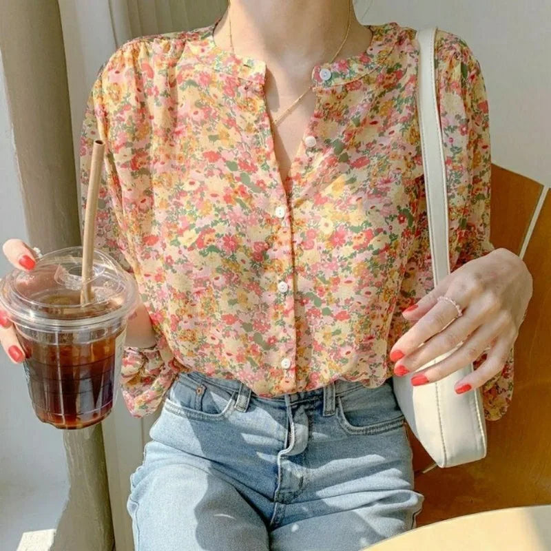 Women Floral Chiffon Blouse