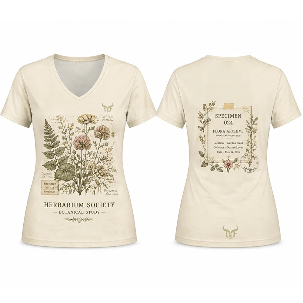 Women Vintage Botanical Floral Print T-shirt
