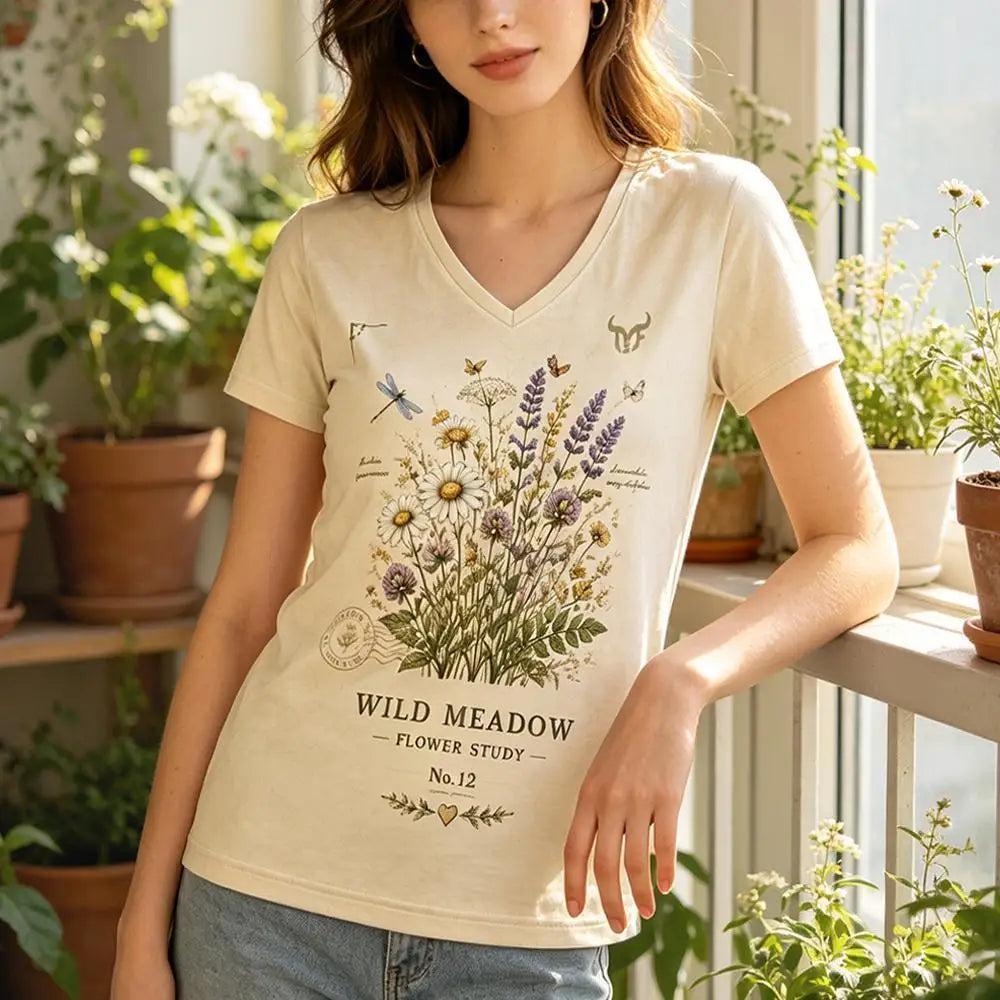 Women Vintage Botanical Floral Print T-shirt