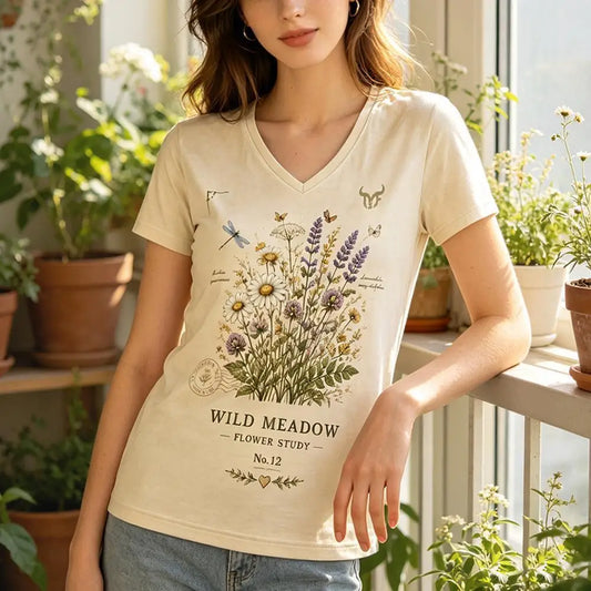 Women Vintage Botanical Floral Print T-shirt