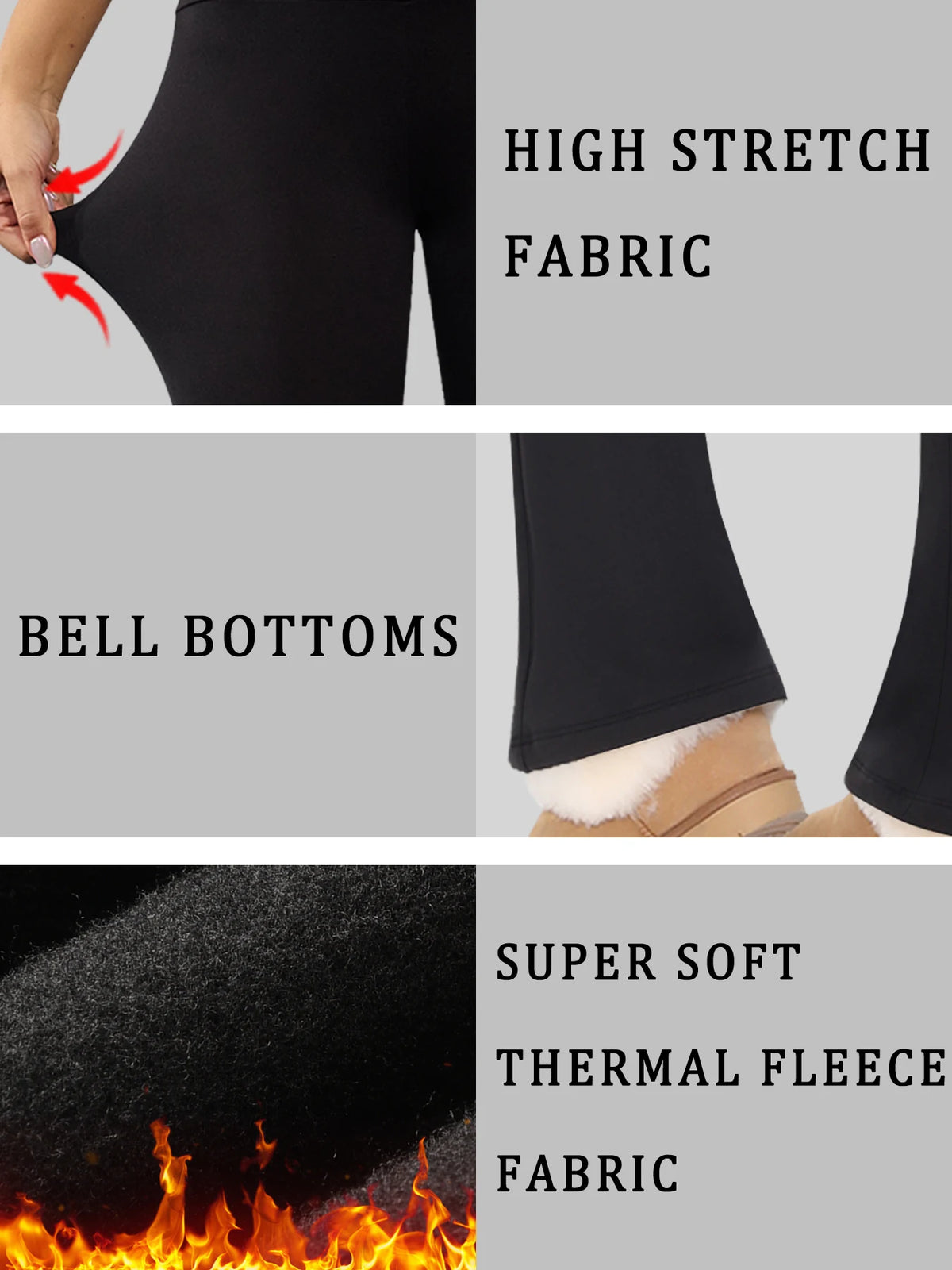 High Waisted Fleece lining Flare Leggings for Women - Super Soft Pants