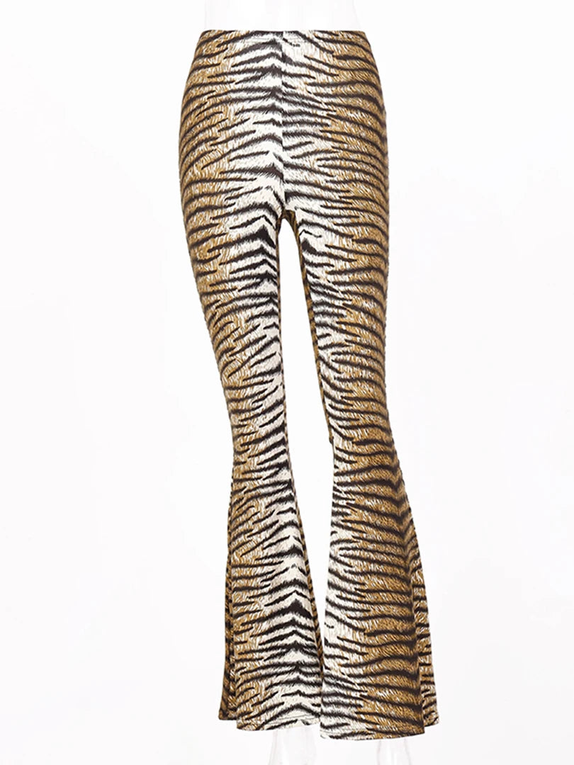Hugcitar High Waist Leopard Print Flare Leggings