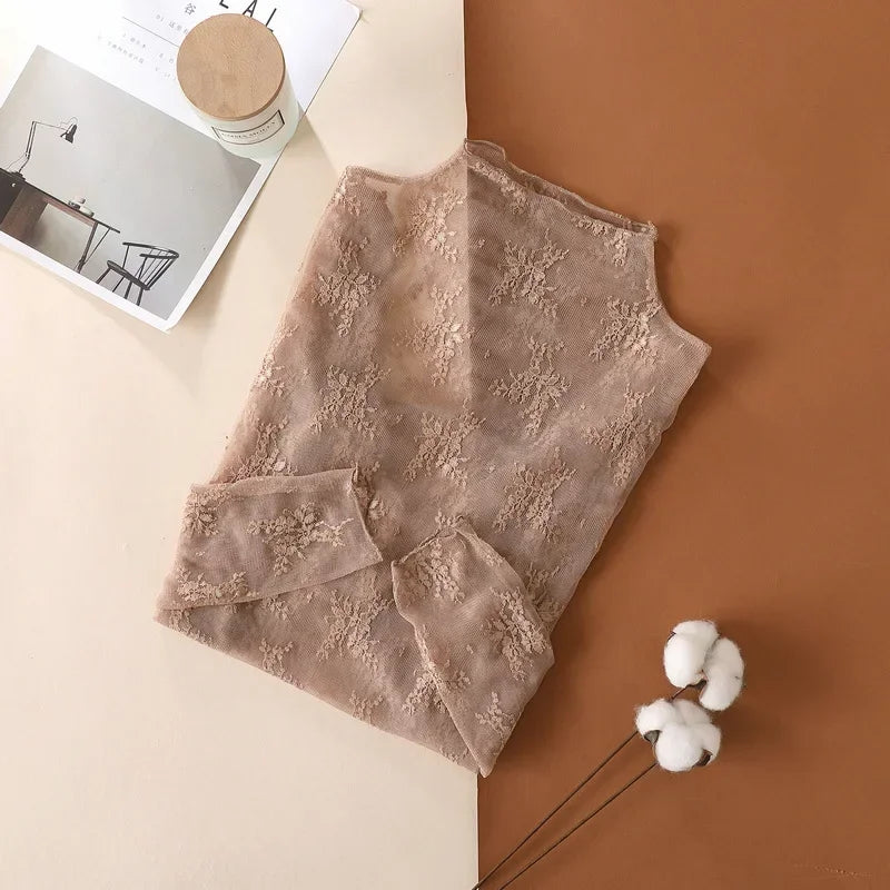 New Women Floral Lace Shirt
