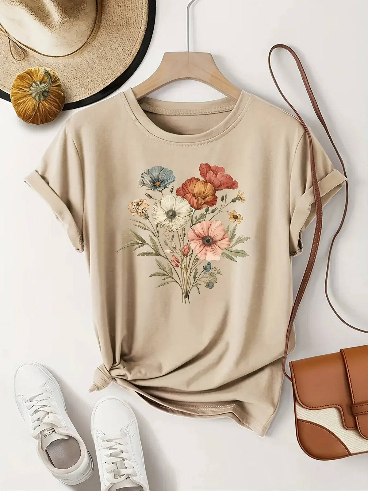 Floral Fashion Tee Breathable Women's Casual Fashion T-Shirt