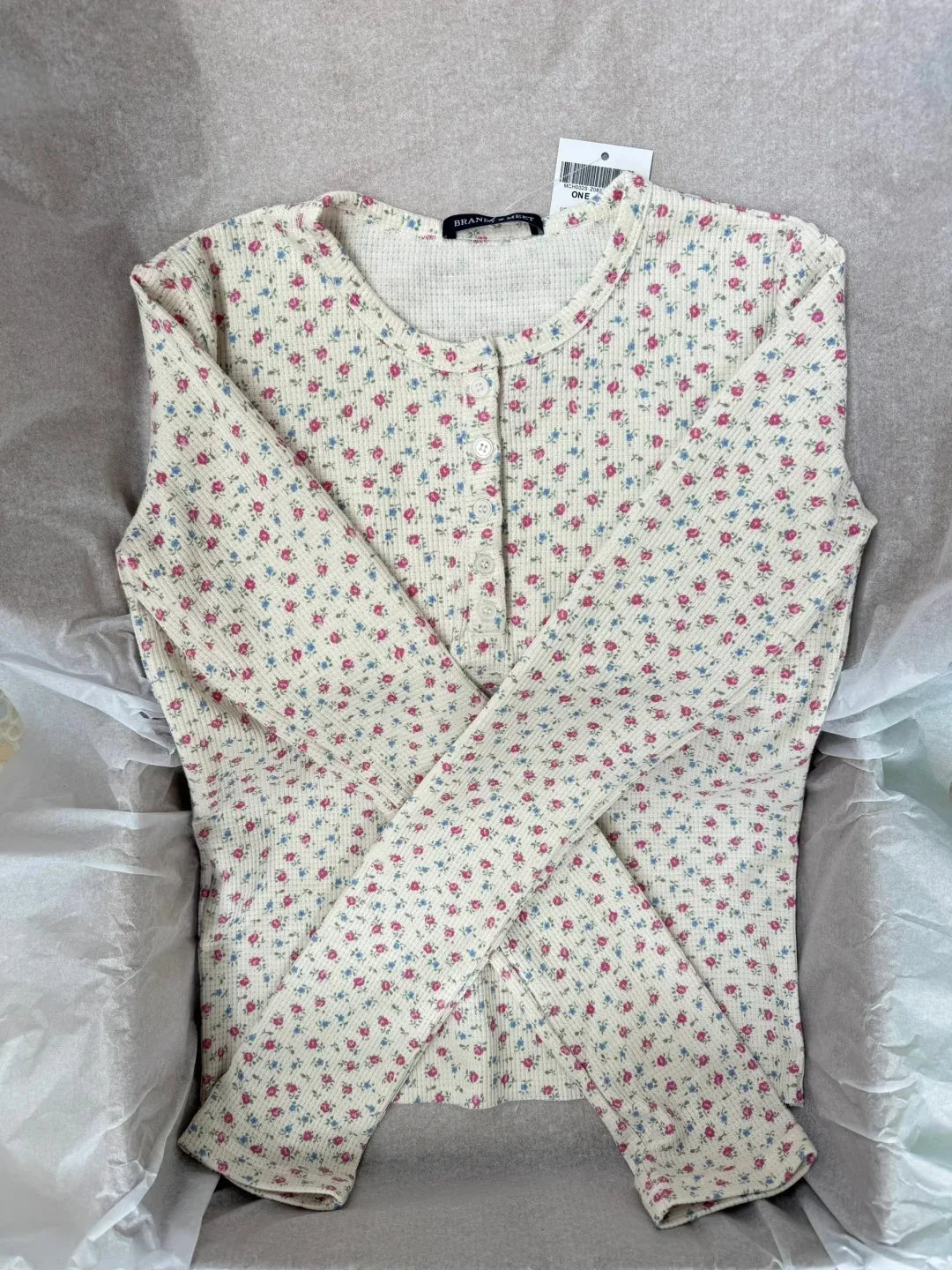 Floral Print Waffle T-Shirt