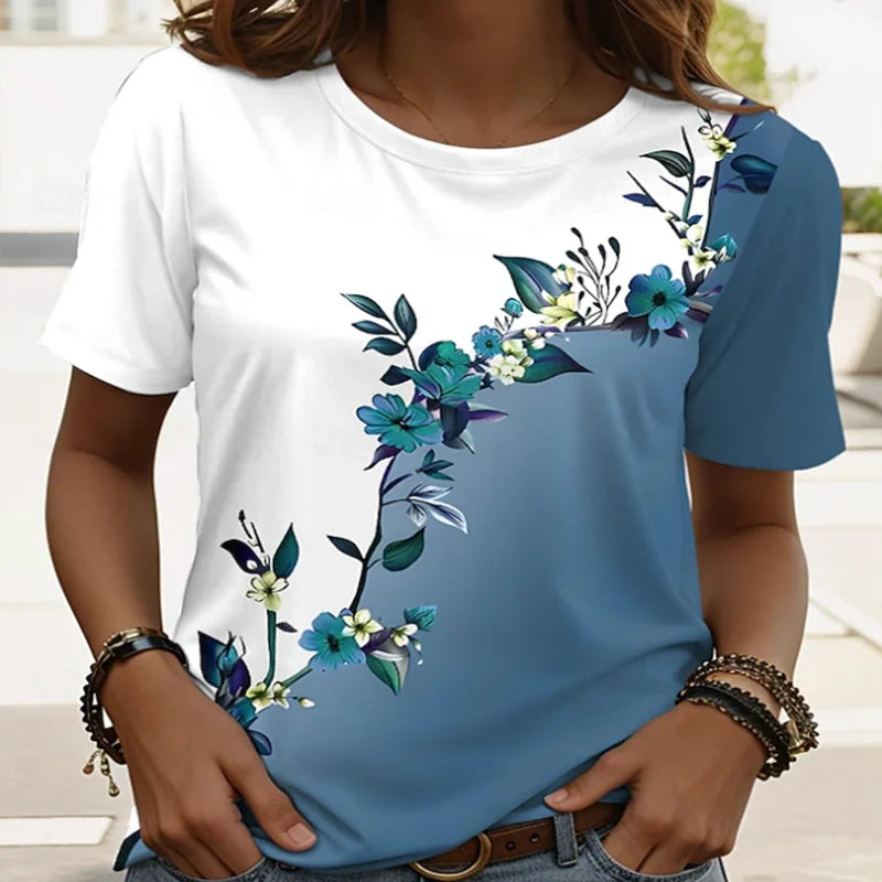 Women's Casual Floral Print T-Shirt