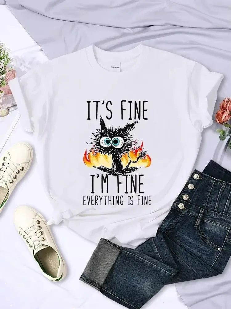 T Shirt Women Funny Cat Tshirt