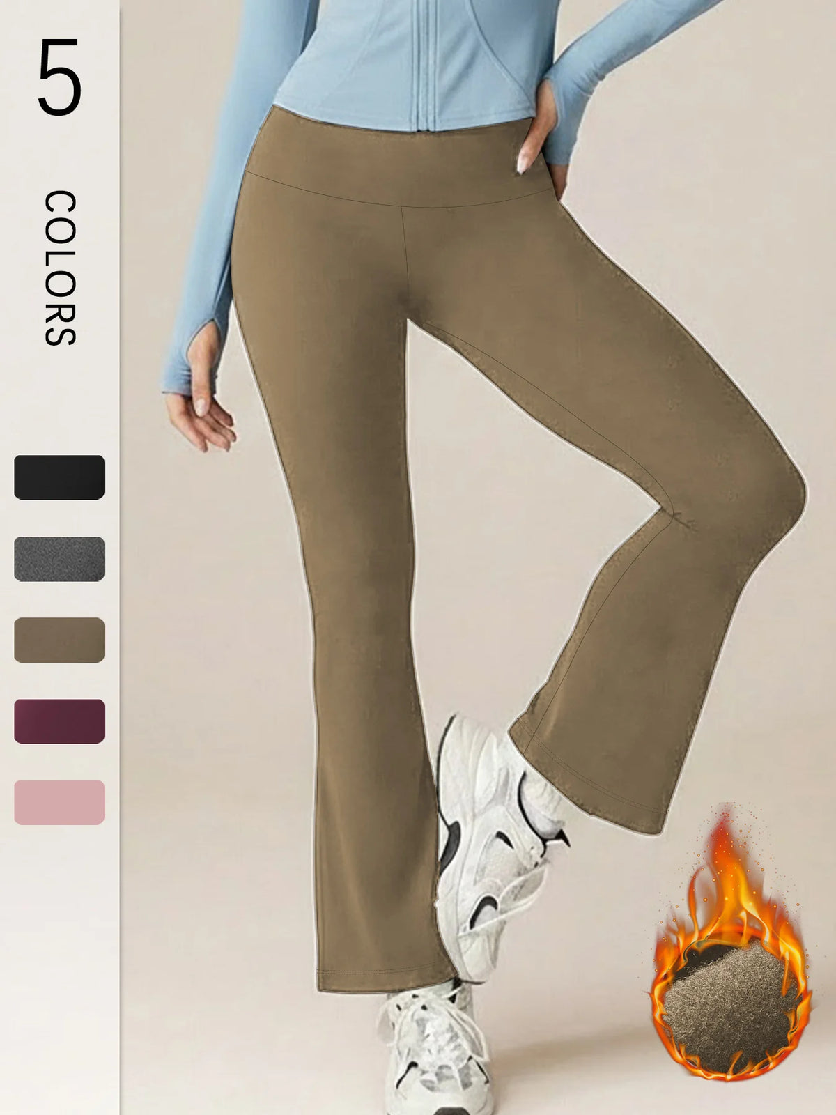 High Waisted Fleece lining Flare Leggings for Women - Super Soft Pants