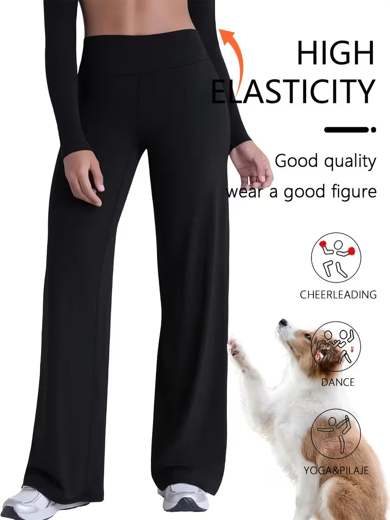 Soft Sports Straight Leg Pants Womens Mid Waist Yoga Trouser Fitness Workout Leggings Naked Feeling Pilates Running Sweatpants