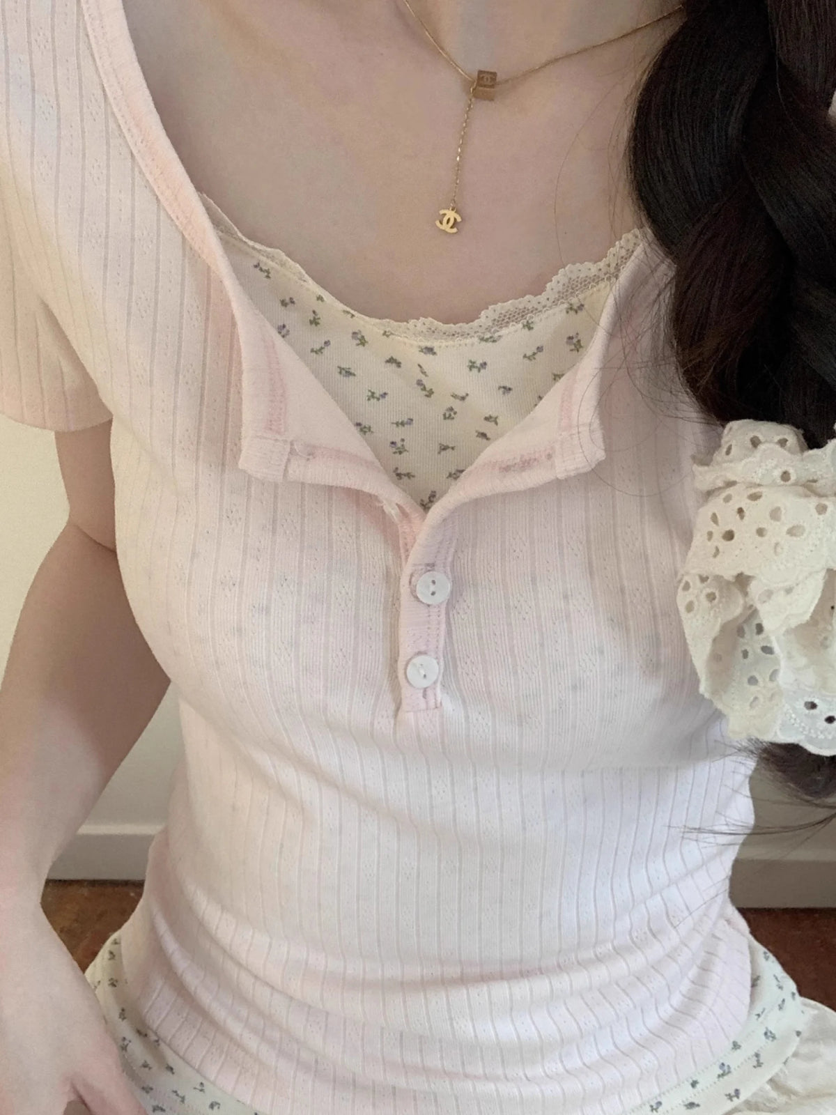 Pure Desire Floral Print Short Sleeve T-Shirt