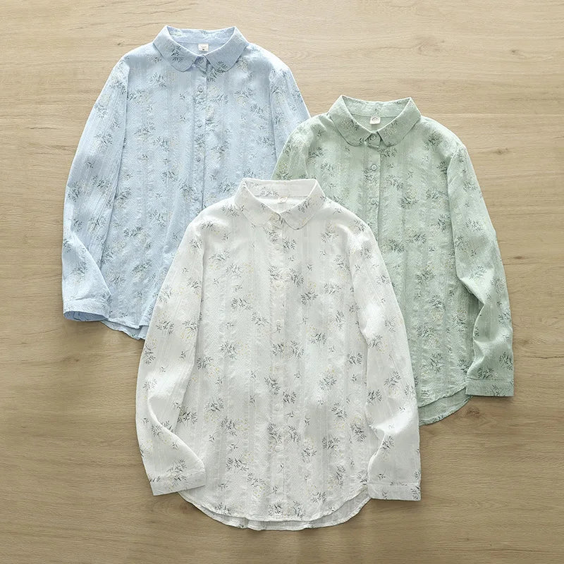 New Floral Printed Women's Long Sleeve Shirt