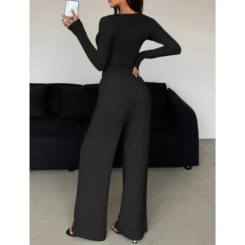 Female Outfits 2 Piece Set Women Spring Autumn Solid