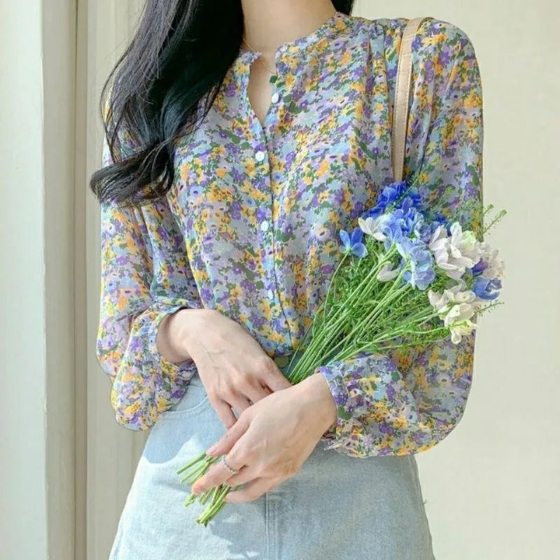 Women Floral Chiffon Blouse