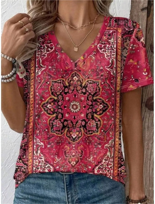 Women's Floral Graphic Print Vintage Classic T-shirt