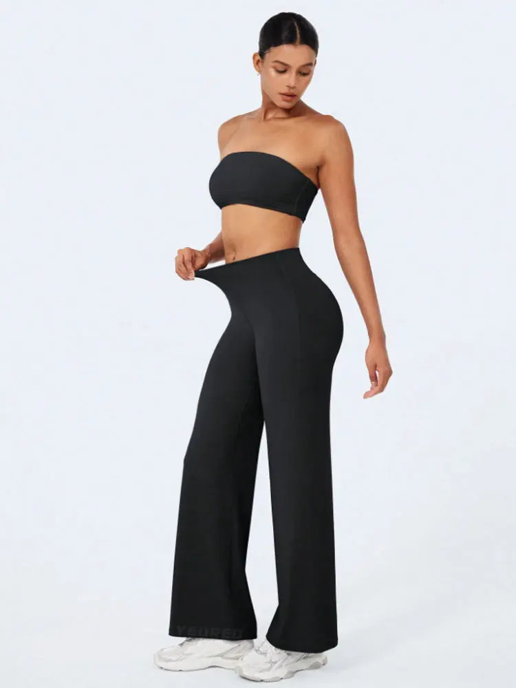 Soft Sports Straight Leg Pants Womens Mid Waist Yoga Trouser Fitness Workout Leggings Naked Feeling Pilates Running Sweatpants