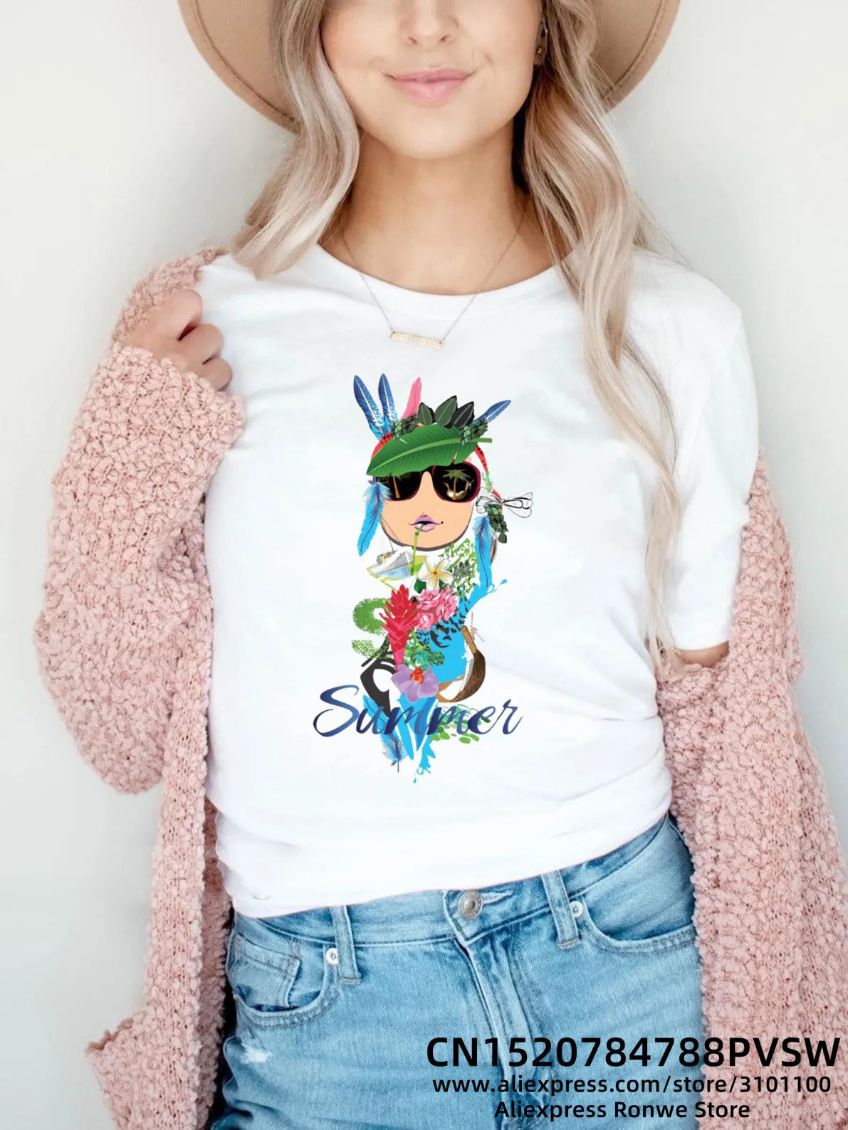 Flower Butterfly Women Print T-shirt