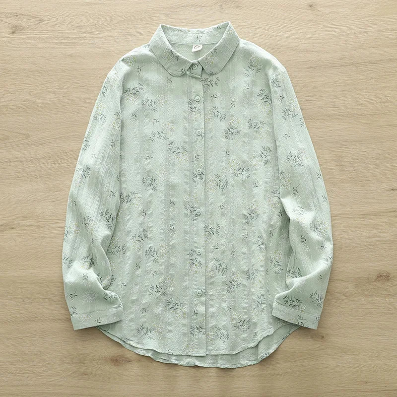 New Floral Printed Women's Long Sleeve Shirt