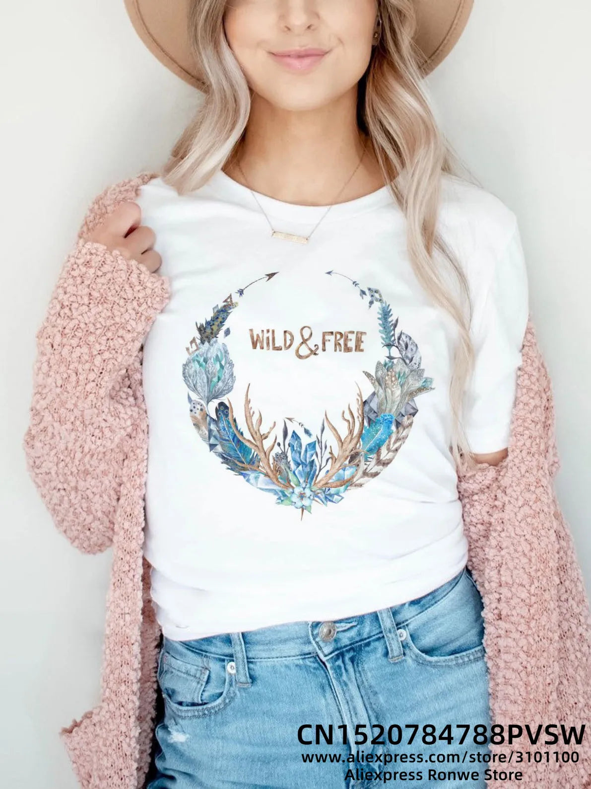 Flower Butterfly Women Print T-shirt