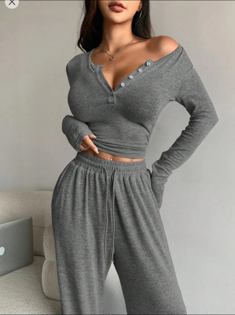 Female Outfits 2 Piece Set Women Spring Autumn Solid