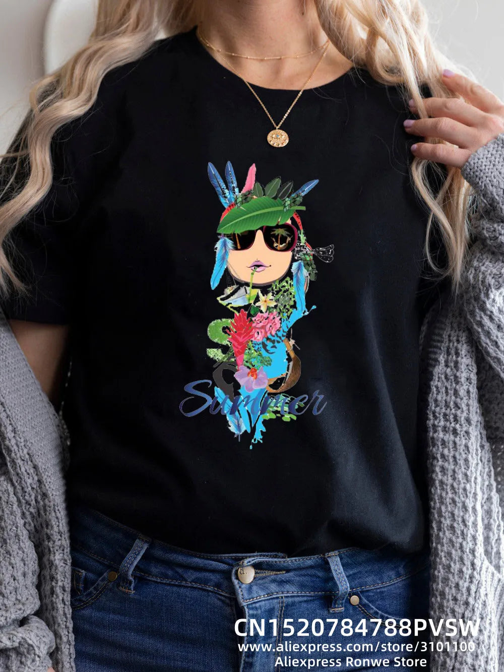 Flower Butterfly Women Print T-shirt