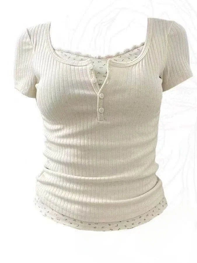 Pure Desire Floral Print Short Sleeve T-Shirt