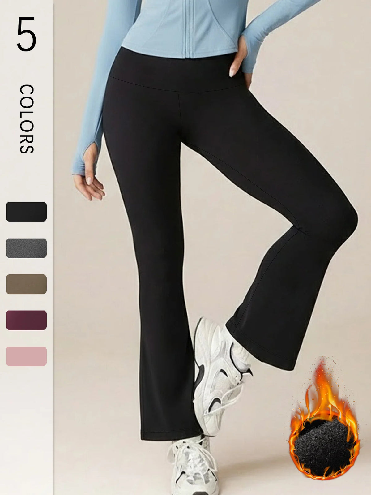 High Waisted Fleece lining Flare Leggings for Women - Super Soft Pants