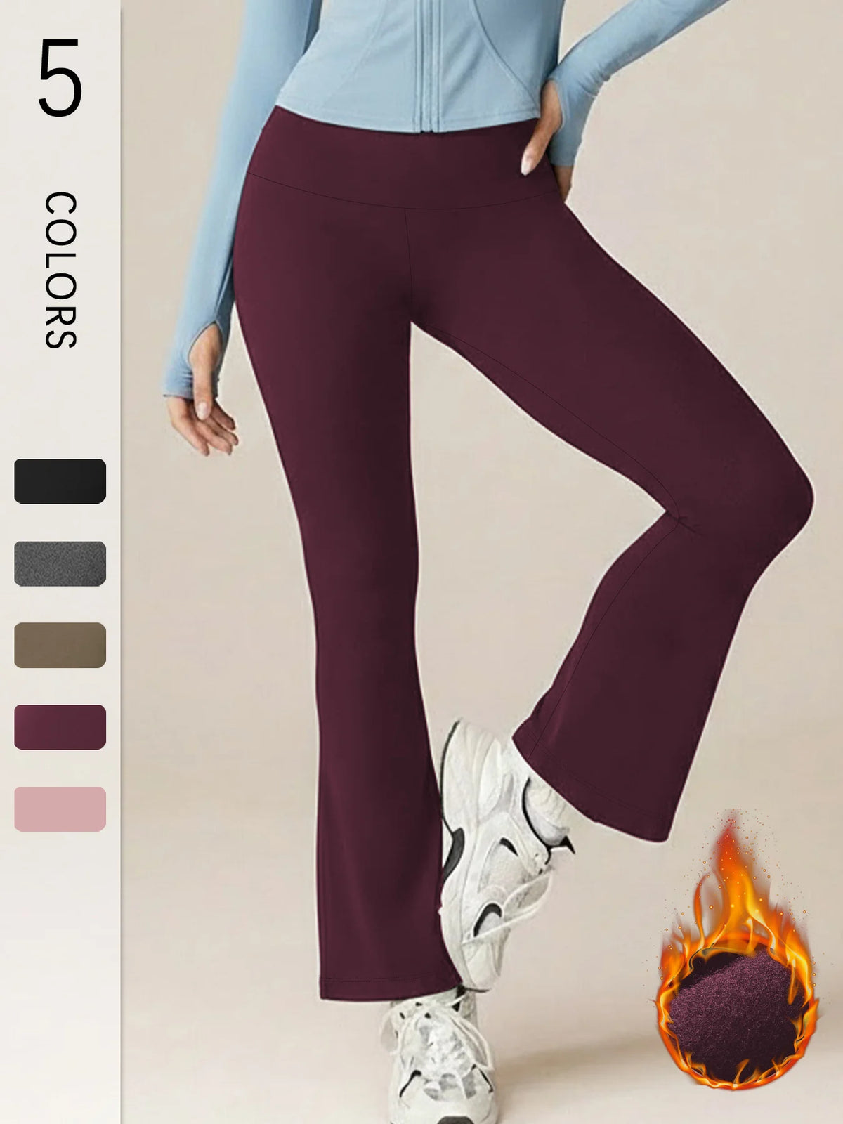 High Waisted Fleece lining Flare Leggings for Women - Super Soft Pants