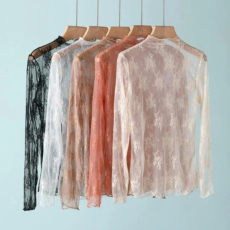 New Women Floral Lace Shirt