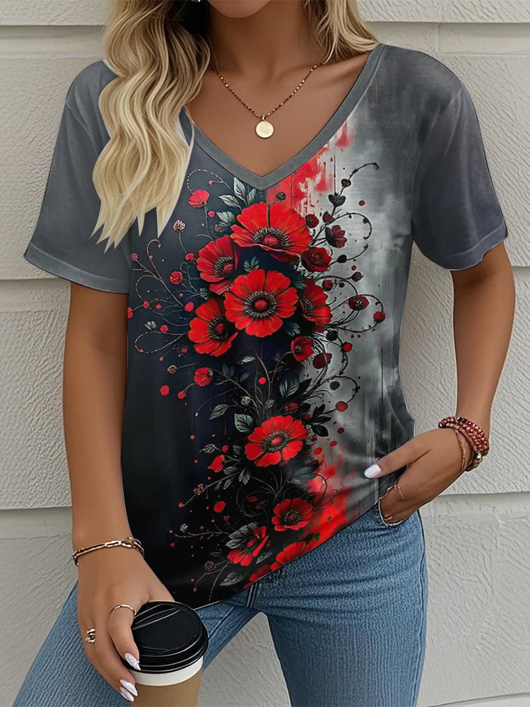 Women's T-Shirt Floral Pattern 3D